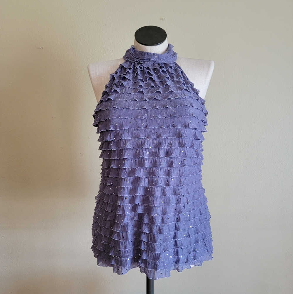 Studio Y Ruffle Sequin Halter Top - Picture 2 of 10